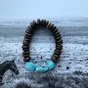 Turquoise and Brown Beaded Bracelet